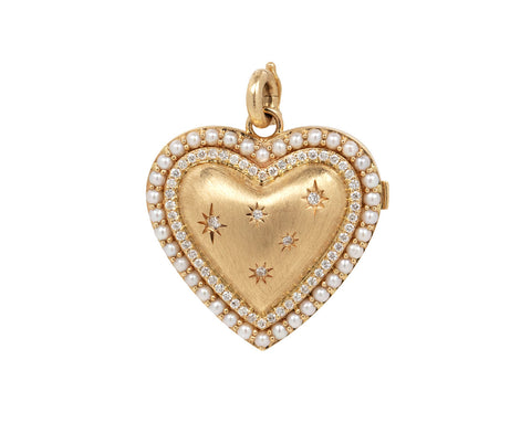 Pearl and Diamond Heart Locket ONLY
