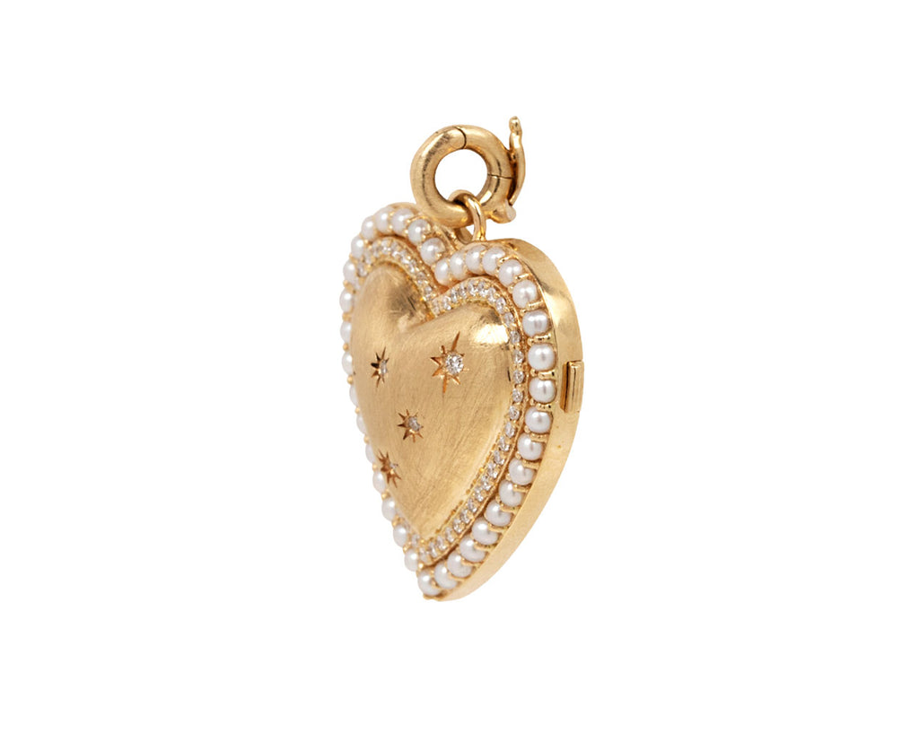 Pearl and Diamond Heart Locket ONLY