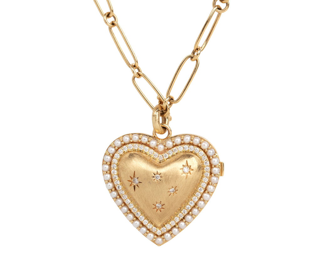 Pearl and Diamond Heart Locket ONLY