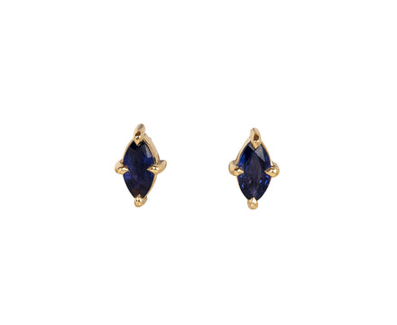 Deep Blue Sapphire Marquise Stud Earrings