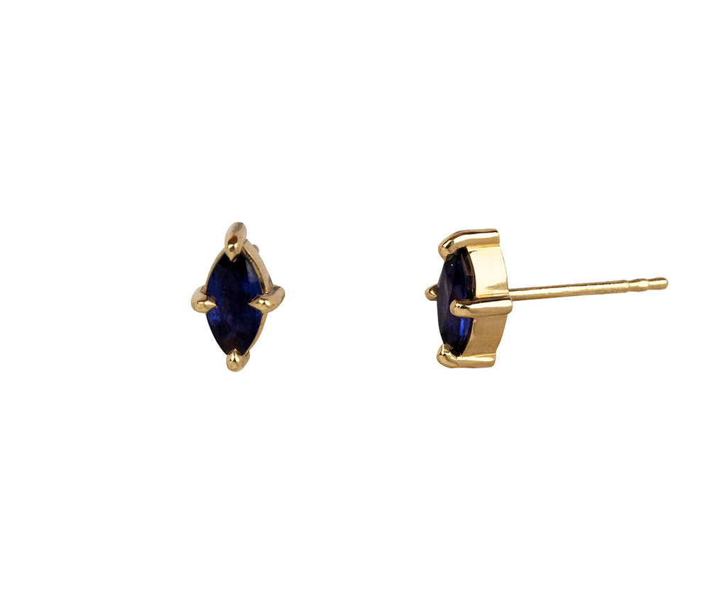 Deep Blue Sapphire Marquise Stud Earrings