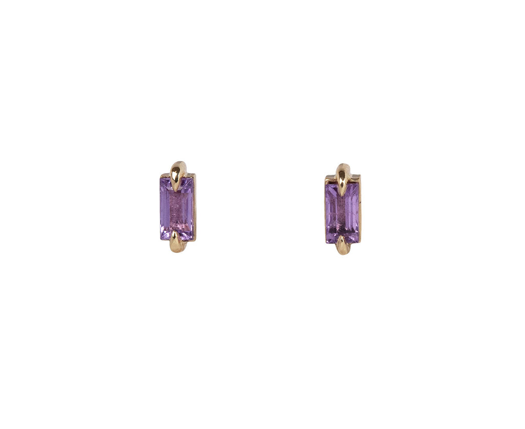 Pink Sapphire Baguette Stud Earrings