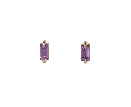 Pink Sapphire Baguette Stud Earrings