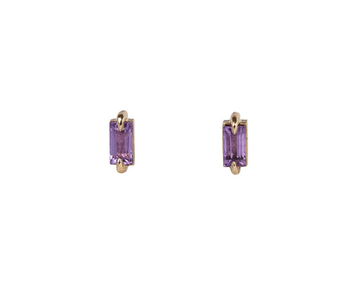 Pink Sapphire Baguette Stud Earrings