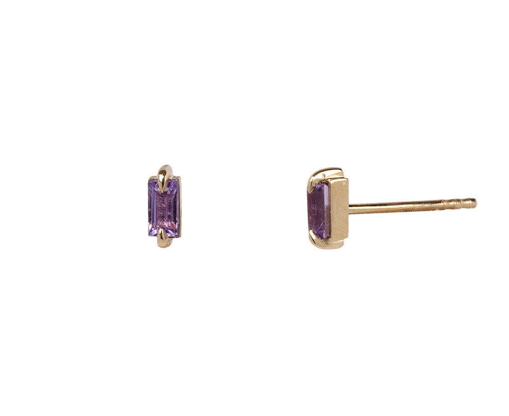 Pink Sapphire Baguette Stud Earrings