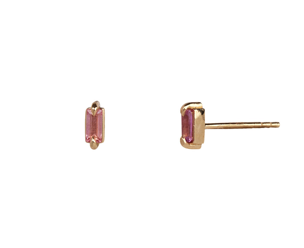 Elizabeth Street Pale Pink Sapphire Stud Earrings Side View