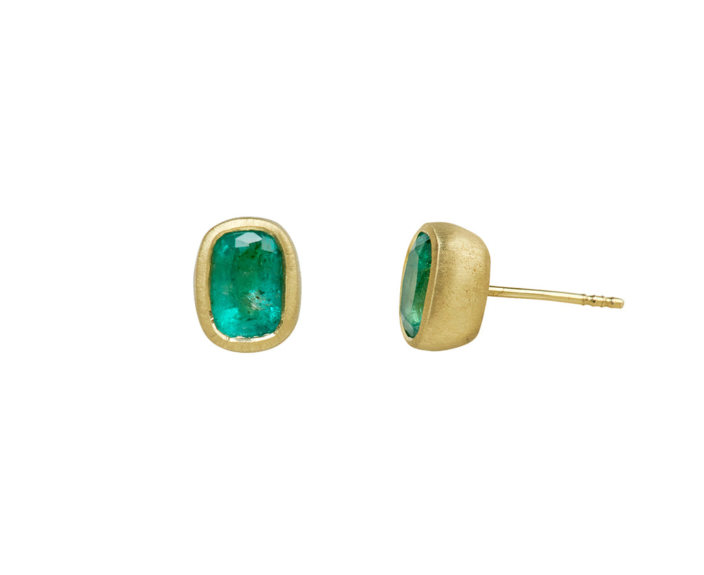 Elizabeth Street Emerald Stud Earrings - Side View