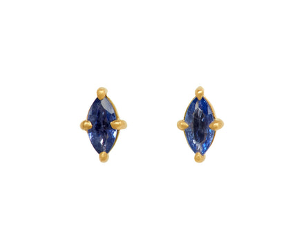 Elizabeth Street Blue Sapphire Marquise Stud Earrings