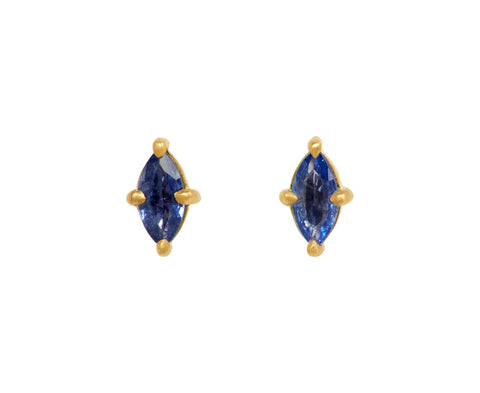 Elizabeth Street Blue Sapphire Marquise Stud Earrings