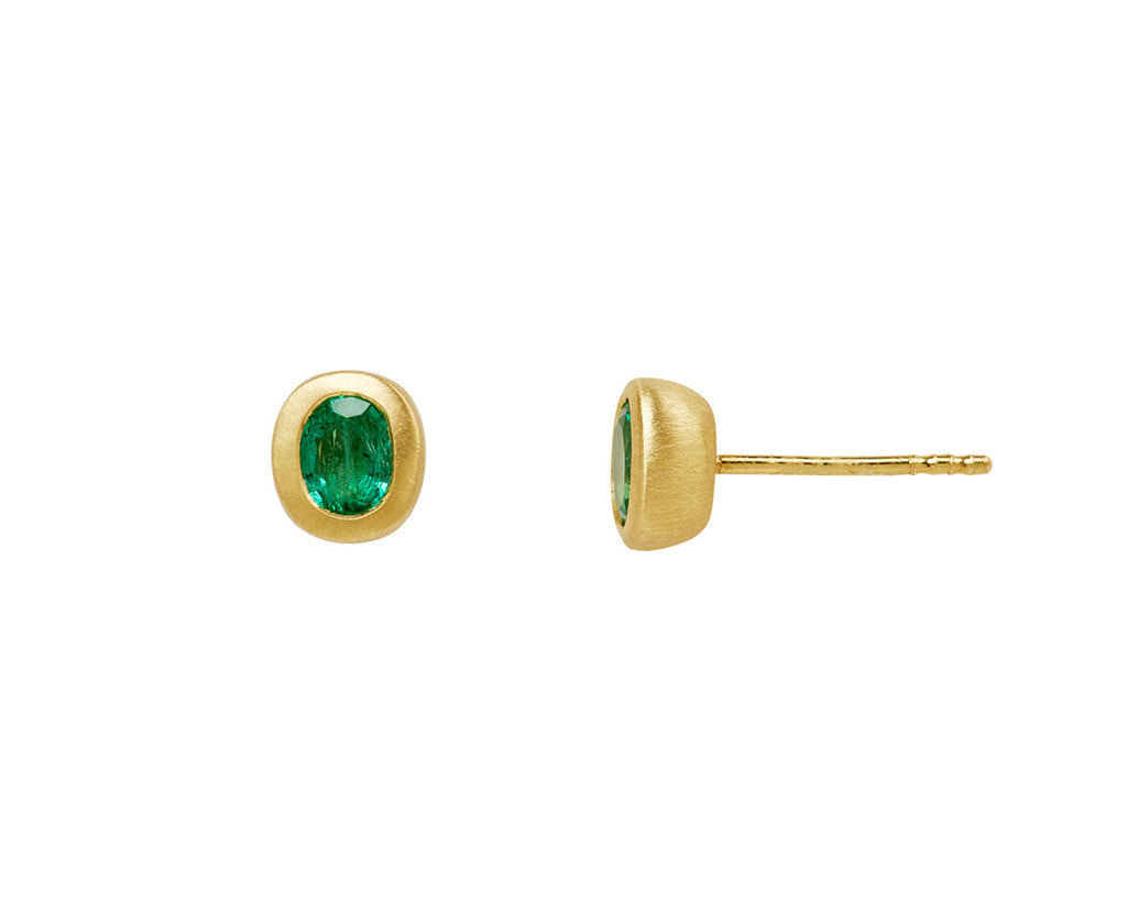 Elizabeth Street Emerald Stud Earrings - side