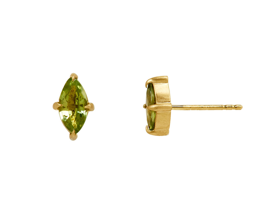 Elizabeth Street Green Sapphire Marquise Stud Earrings - side