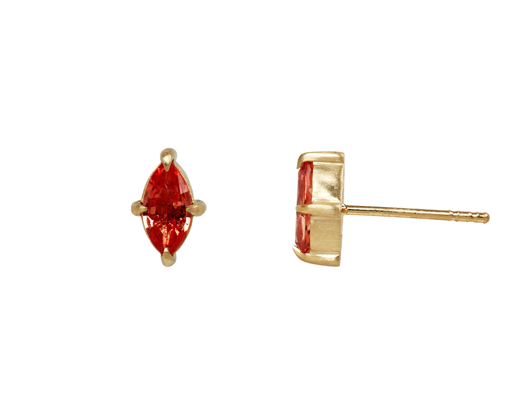 Elizabeth Street Padparascha Sapphire Marquise Stud Earrings - side