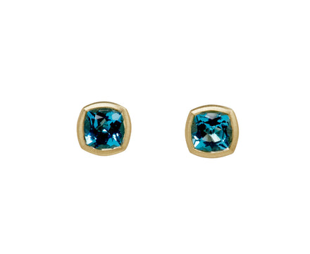 Elizabeth Street Cushion Cut Blue Topaz Stud Earrings