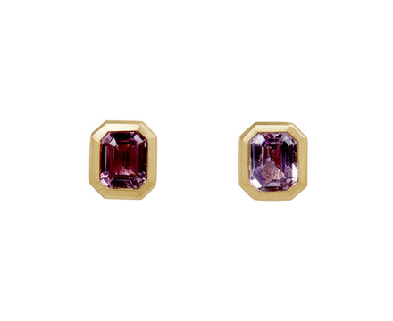 Elizabeth Street Mismatched Plum and Lavendar Sapphire Stud Earrings
