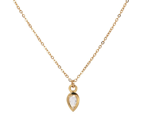 Elizabeth Street Rose Cut Pear Shaped Diamond Pendant Necklace