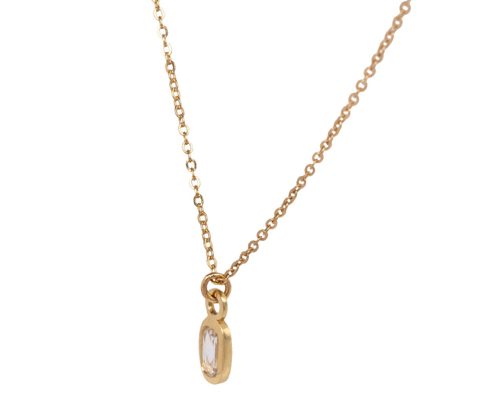 Elizabeth Street Oval Petite Diamond Pendant Necklace Side View
