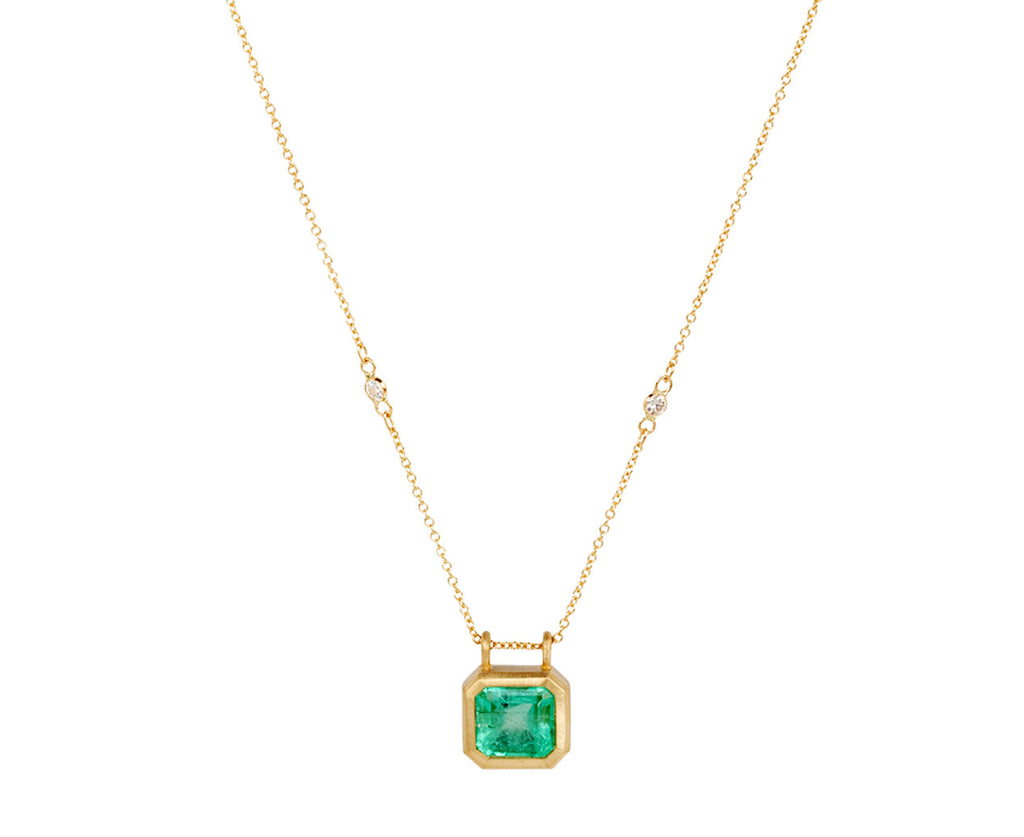 Colombian Emerald on Diamond Chain Necklace