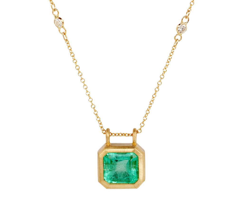 Colombian Emerald on Diamond Chain Necklace