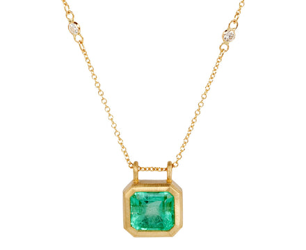 Colombian Emerald on Diamond Chain Necklace