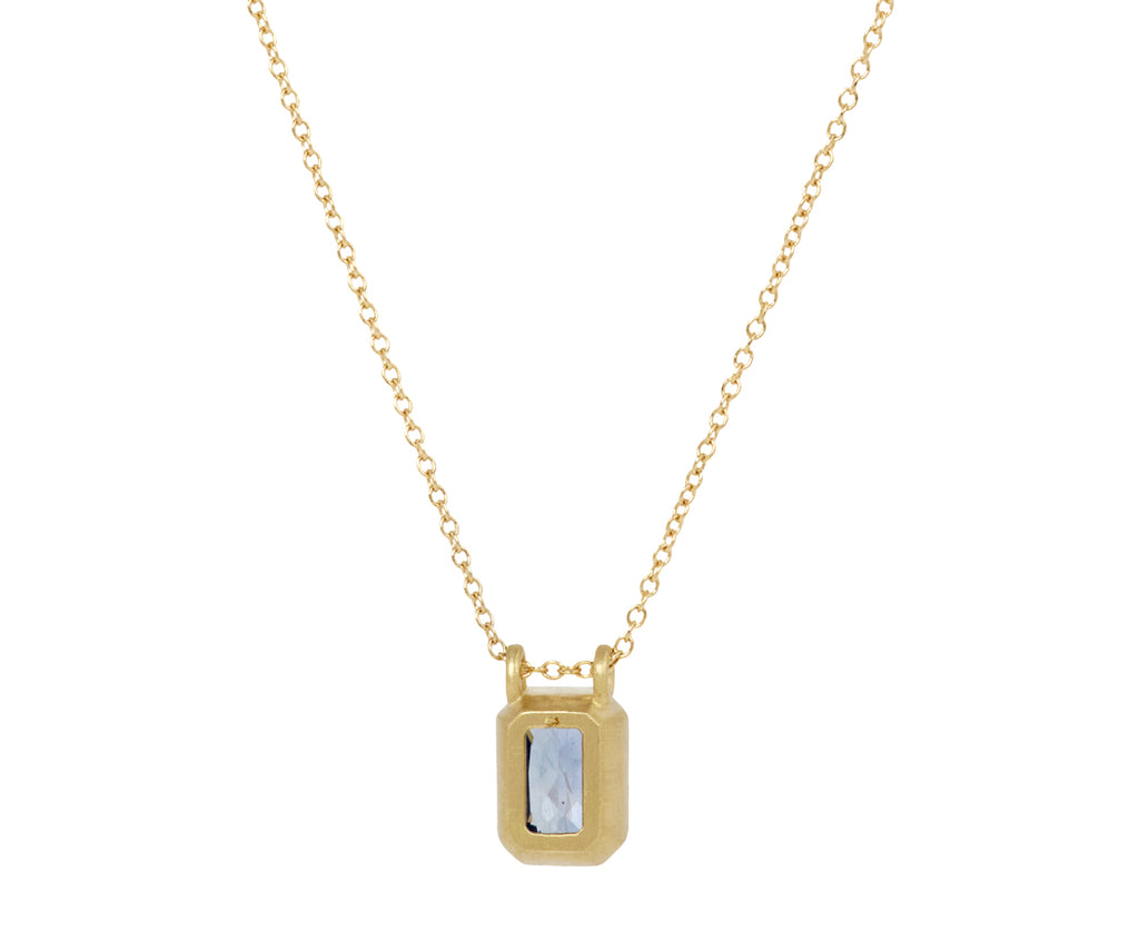 Elizabeth Street Blue Sapphire Slider Pendant Necklace - Back View