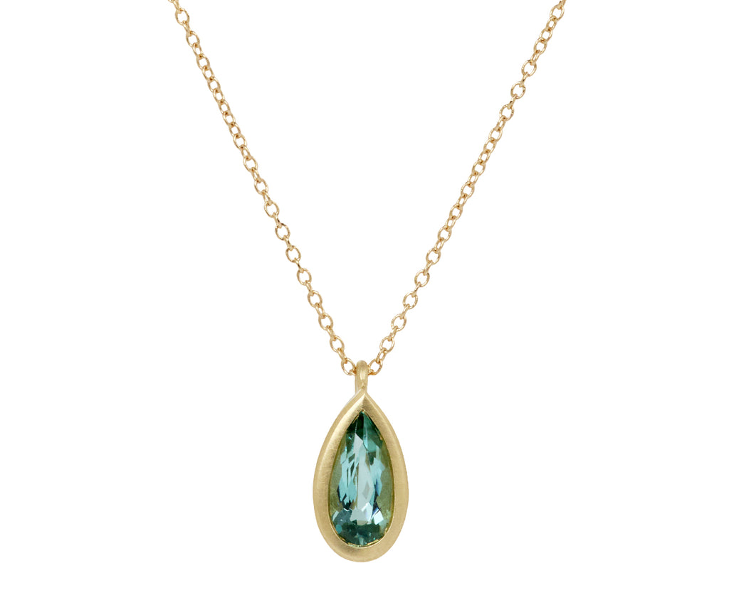 Elizabeth Street Teardrop Green Tourmaline Pendant Necklace