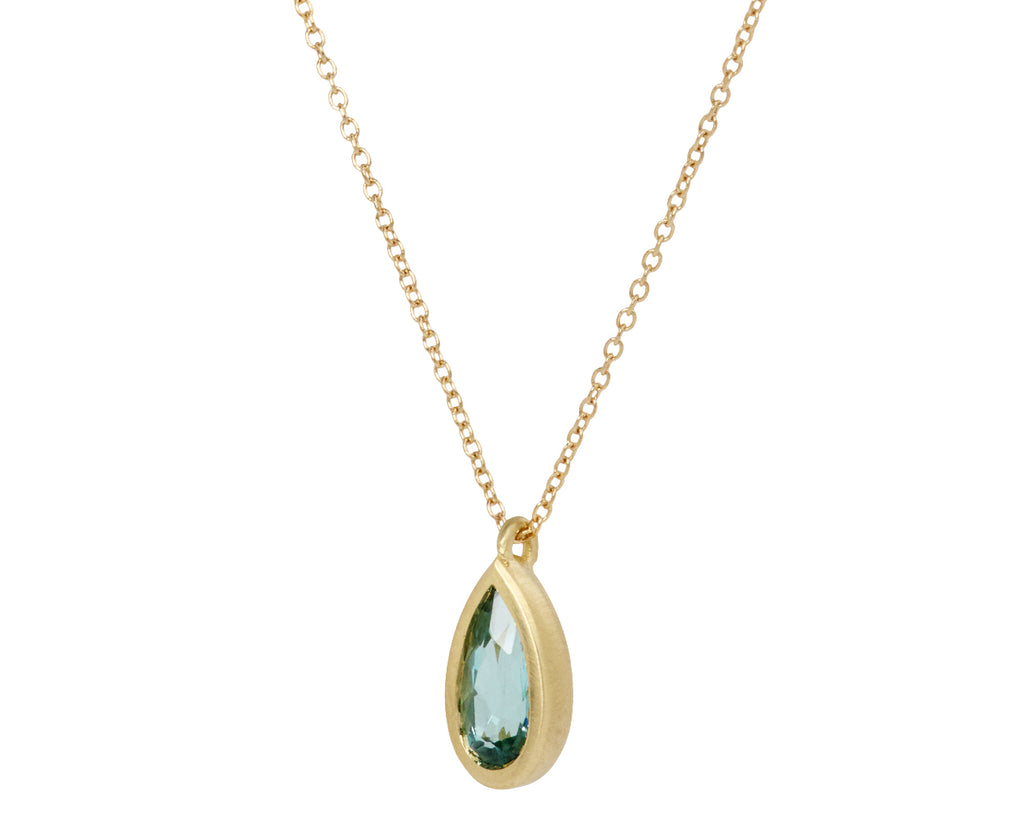 Elizabeth Street Teardrop Green Tourmaline Pendant Necklace - Angled View