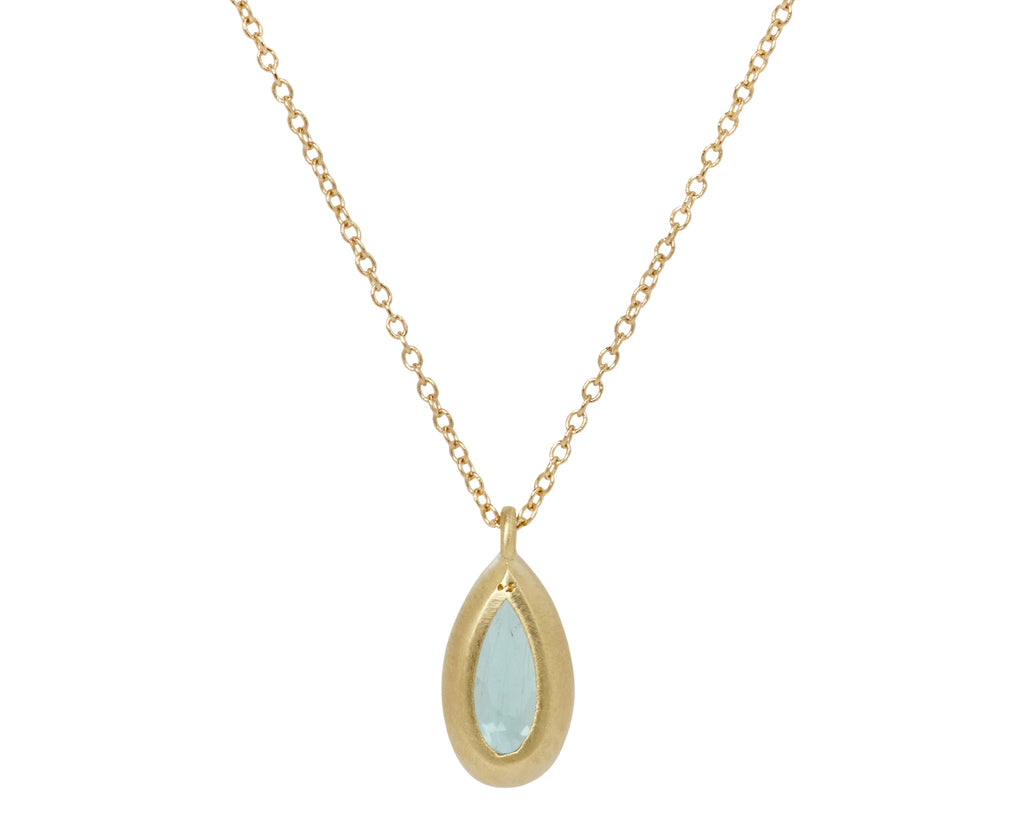Elizabeth Street Teardrop Green Tourmaline Pendant Necklace - Back View