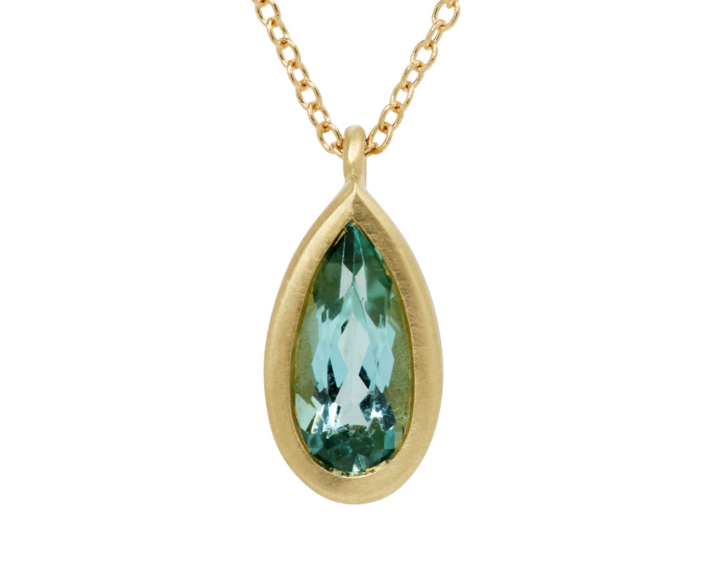 Elizabeth Street Teardrop Green Tourmaline Pendant Necklace - Closeup