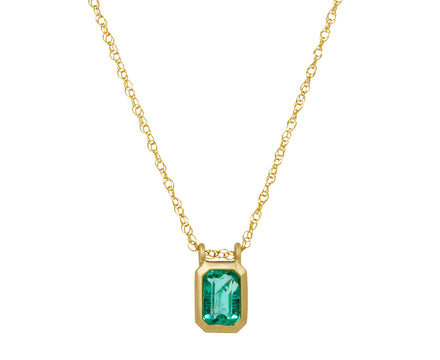 Elizabeth Street Colombian Emerald Pendant Necklace