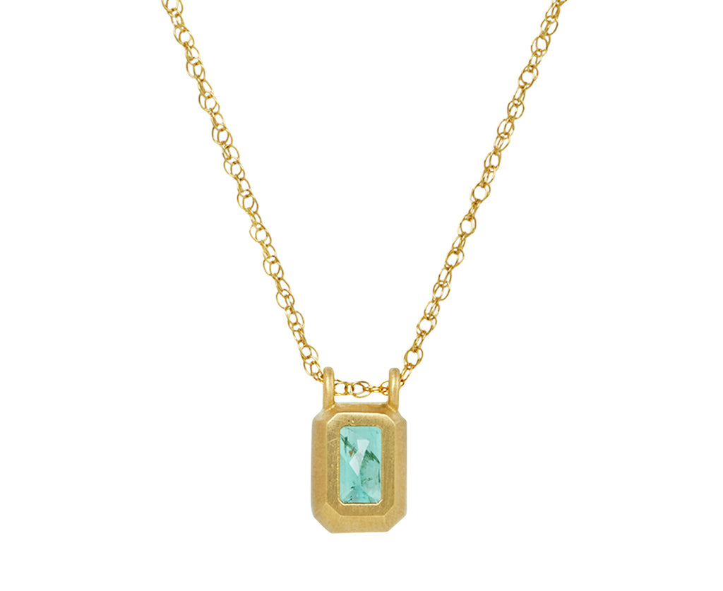 Elizabeth Street Colombian Emerald Pendant Necklace - Back View