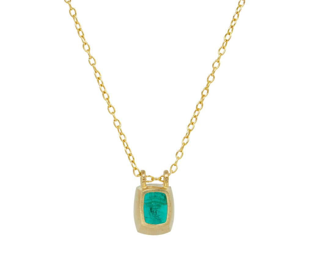 Elizabeth Street Colombian Emerald Pendant Necklace - Back View