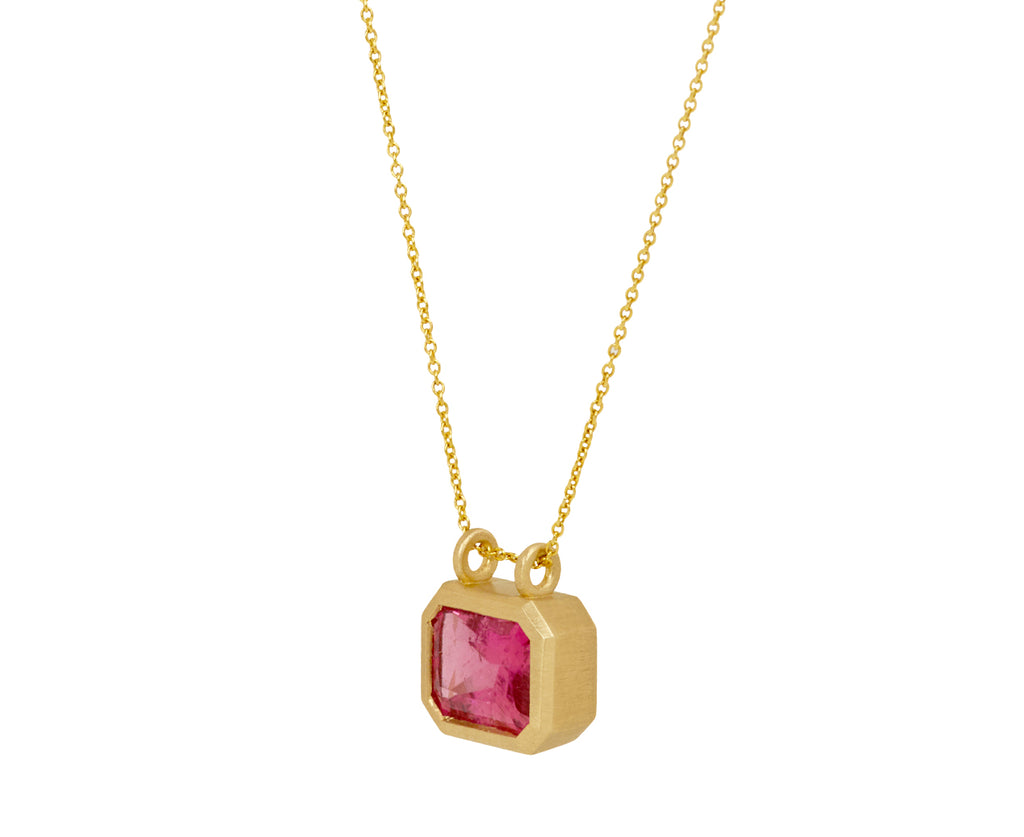 Radiant Cut Pink-Red Tourmaline Pendant Necklace - TWISTonline 