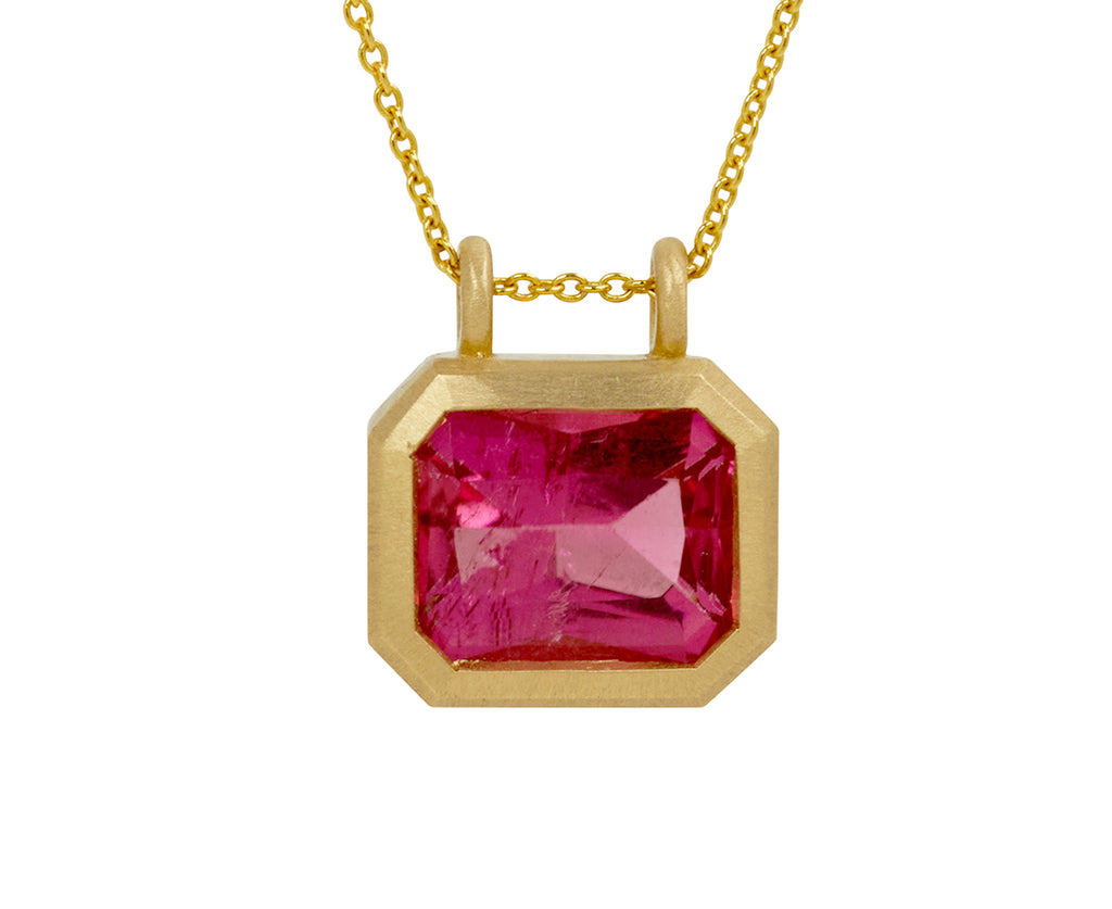 Radiant Cut Pink-Red Tourmaline Pendant Necklace - TWISTonline 