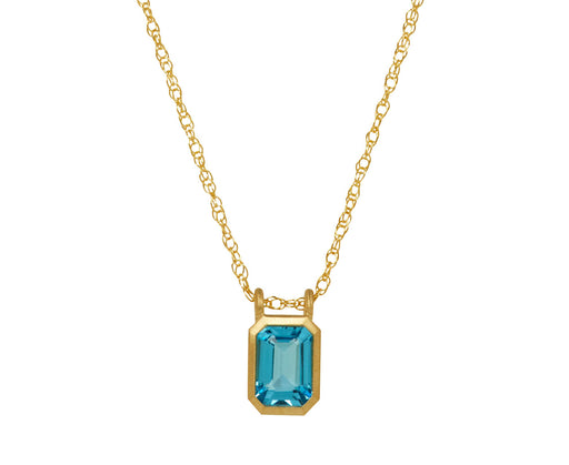 Elizabeth Street North-South Light Blue Topaz Pendant Necklace