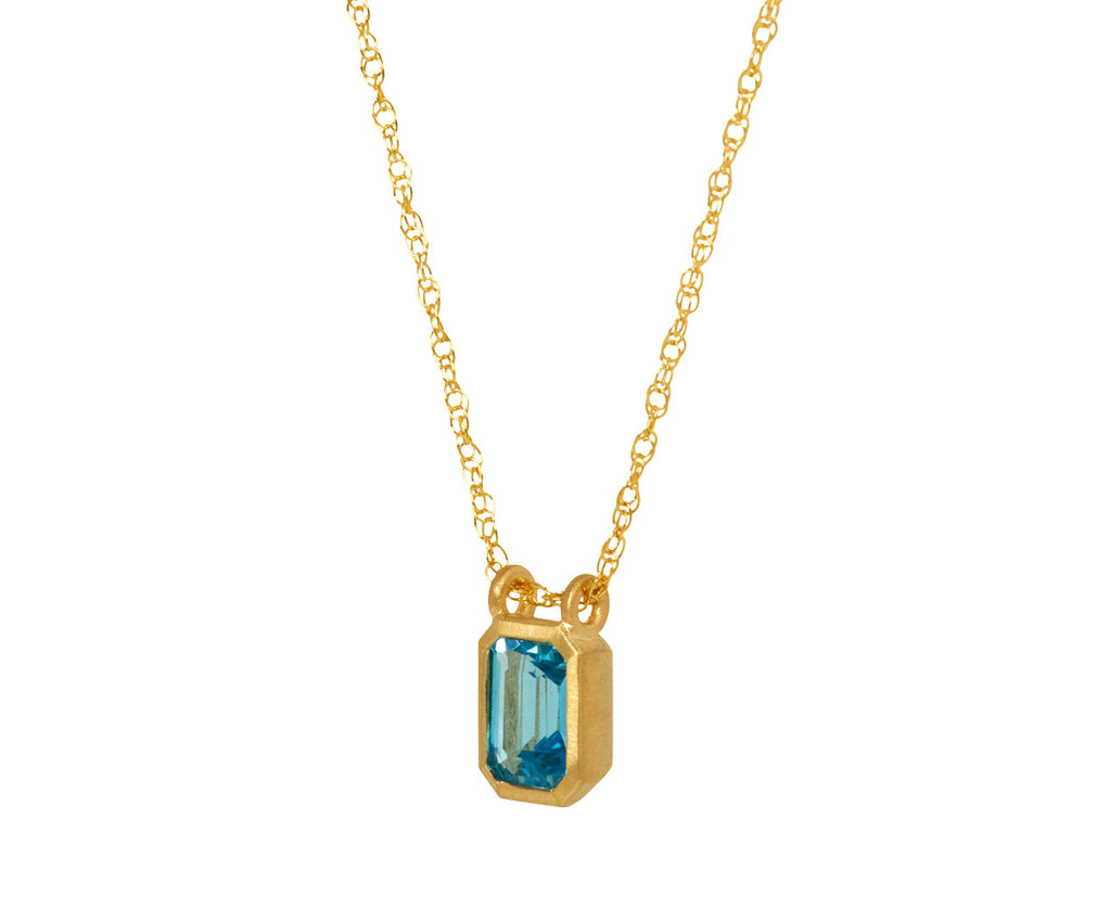 Elizabeth Street North-South Light Blue Topaz Pendant Necklace - angled