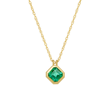 Elizabeth Street Asscher Cut Emerald Pendant Necklace