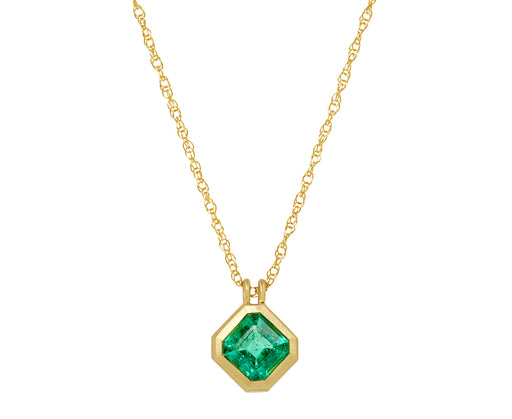Elizabeth Street Asscher Cut Emerald Pendant Necklace
