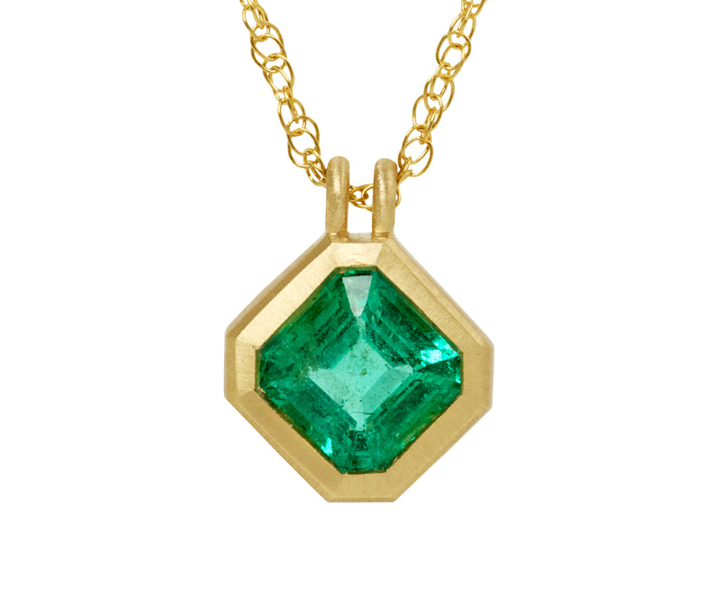 Asscher Cut Emerald Pendant Necklace