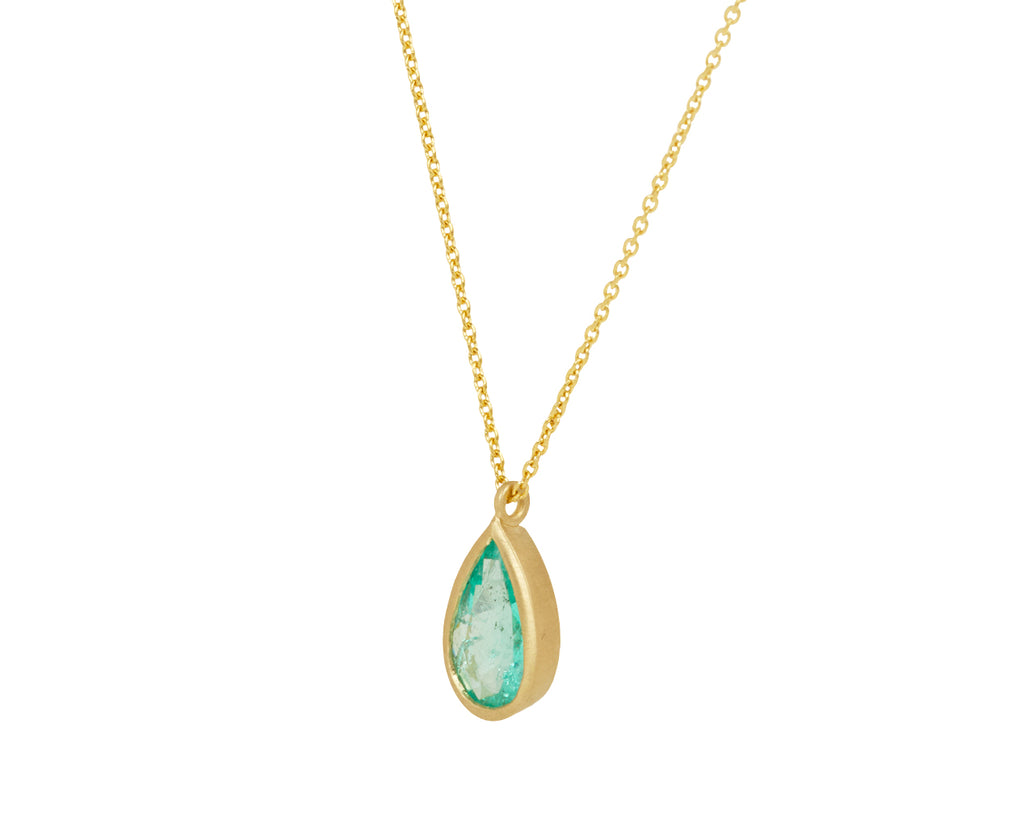 Teardrop Colombian Emerald Pendant Necklace - TWISTonline 