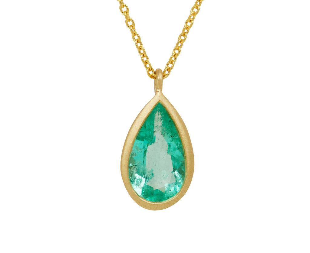Teardrop Colombian Emerald Pendant Necklace - TWISTonline 