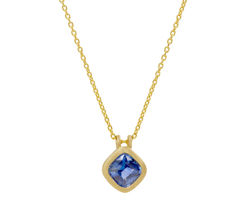 Elizabeth Street Cushion Cut Blue Sapphire Pendant Necklace