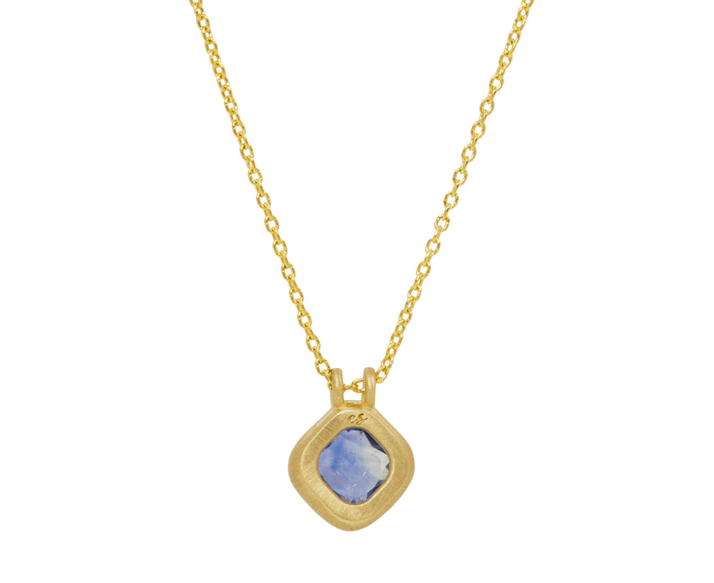 Elizabeth Street Cushion Cut Blue Sapphire Pendant Necklace - Back View