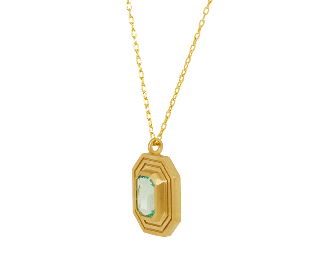 Elizabeth Street Mint Green Emerald Pendant Necklace - angled