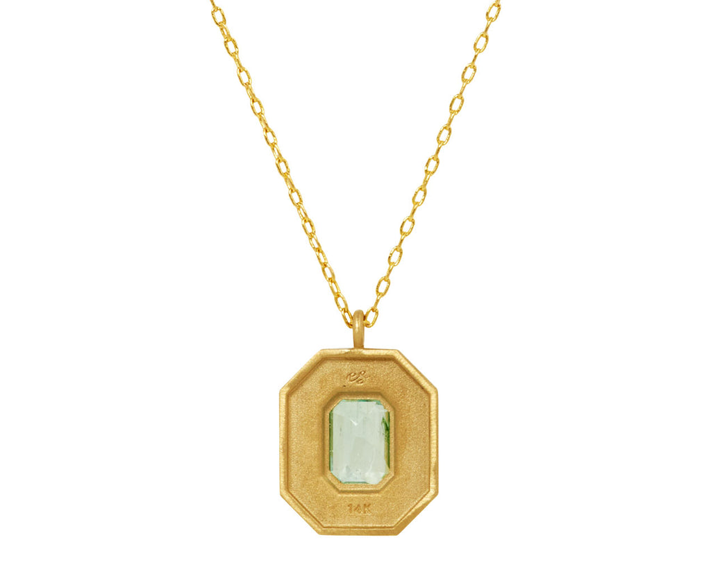 Elizabeth Street Mint Green Emerald Pendant Necklace - back