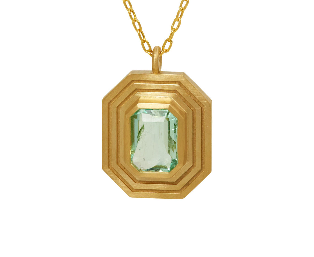 Elizabeth Street Mint Green Emerald Pendant Necklace - closeup