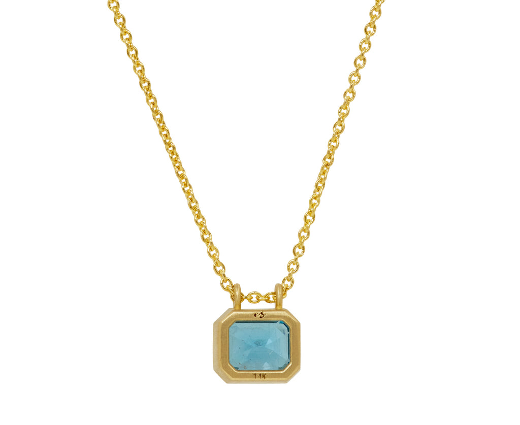 Elizabeth Street London Blue Topaz Pendant Necklace - Back View