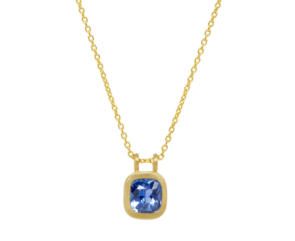 Elizabeth Street Cushion Cut Blue Sapphire Pendant Necklace