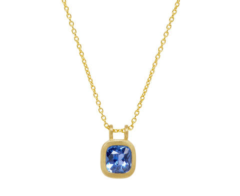 Elizabeth Street Cushion Cut Blue Sapphire Pendant Necklace