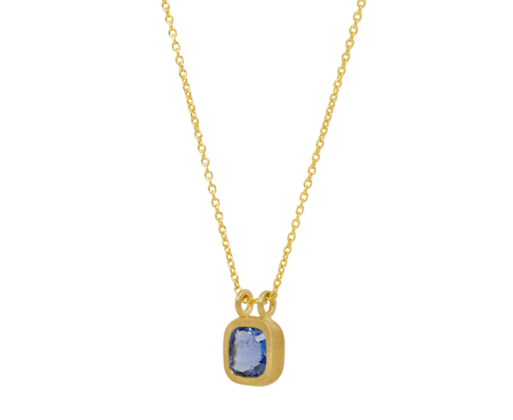 Elizabeth Street Cushion Cut Blue Sapphire Pendant Necklace - side view
