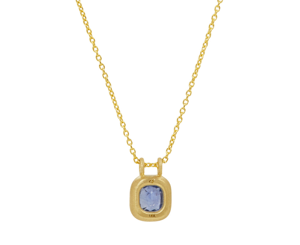 Elizabeth Street Cushion Cut Blue Sapphire Pendant Necklace - Back View